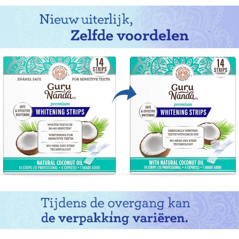 Guru Nanda – Kokos Whitening Strips voor wittere & gladdere tanden