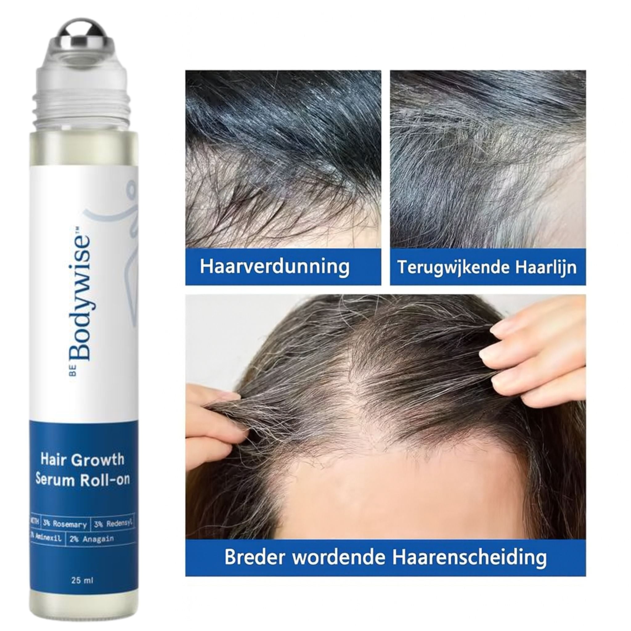 Bodywise – Haargroei Serum Roll-on voor vol haar | 1 + 1 GRATIS